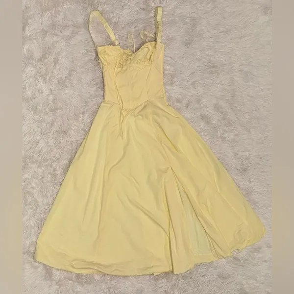 NWOT HOUSE OF CB 'Carmen' Buttercup Bustier Corset Yellow Sundress Sz XS - Image 7