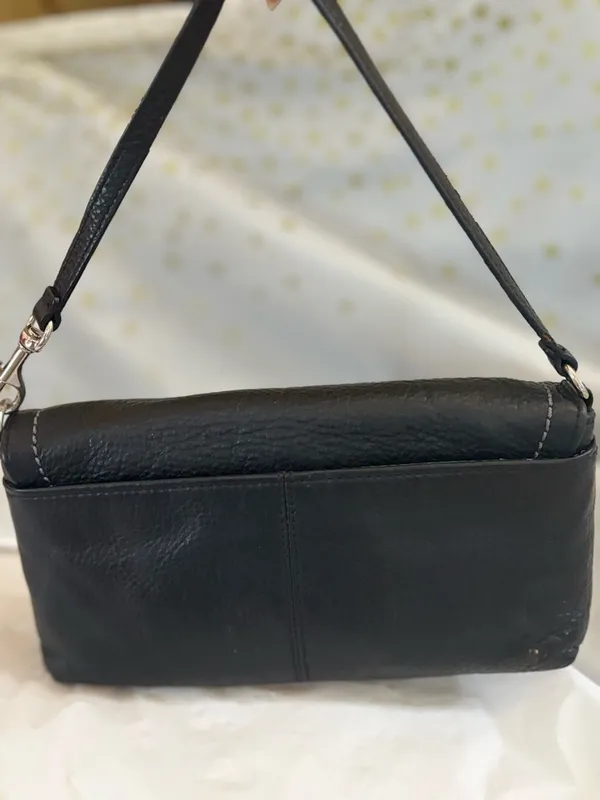 Coach Black Leather Mini Shoulder Bag with Contrast Stitching - Image 2