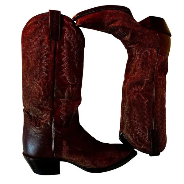 VTG Cowboy Boots Dan Post Wom Sz 8.5 Western Wear Embroidery Stitch Detailed-Boh - Image 3