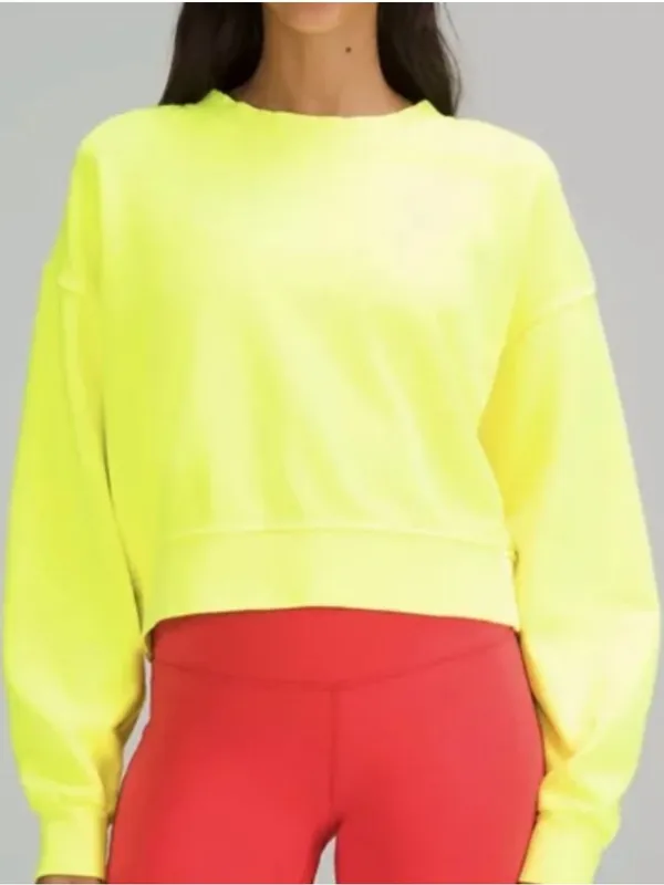 Lululemon Neon Yellow Cropped Sweatshirt Sz 4 - Image 6
