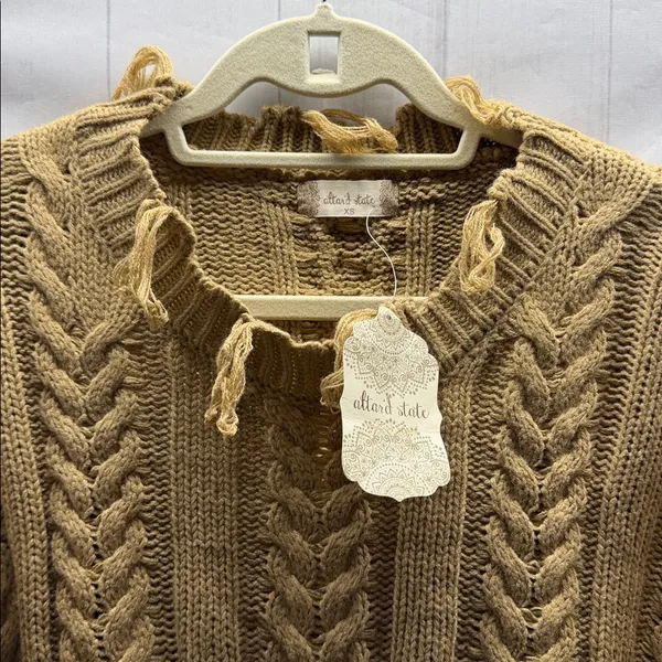 Altar'd State NWT Tan Fringed Cable Knit Sweater - Image 2
