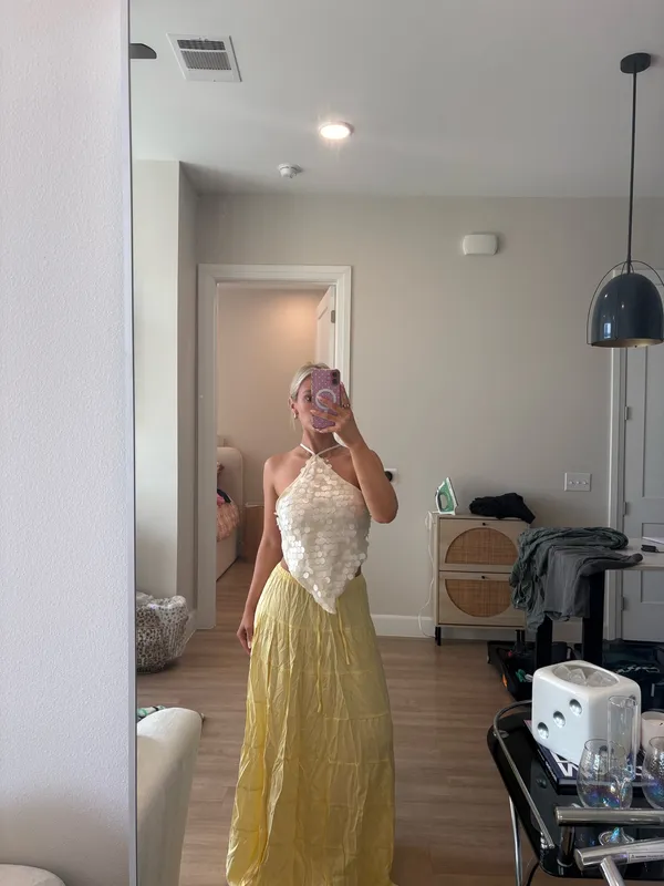 Amazon Yellow Maxi Linen Skirt - Image 3