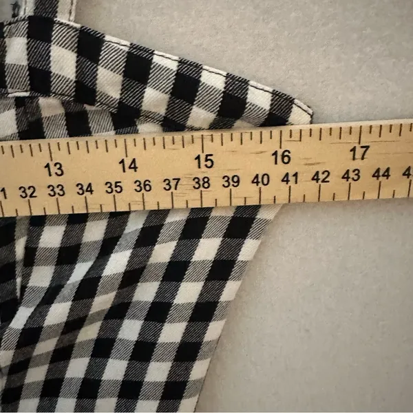 Hollister Women Mini Romper Gingham Checkered Black White Floral Lace Up size M - Image 9