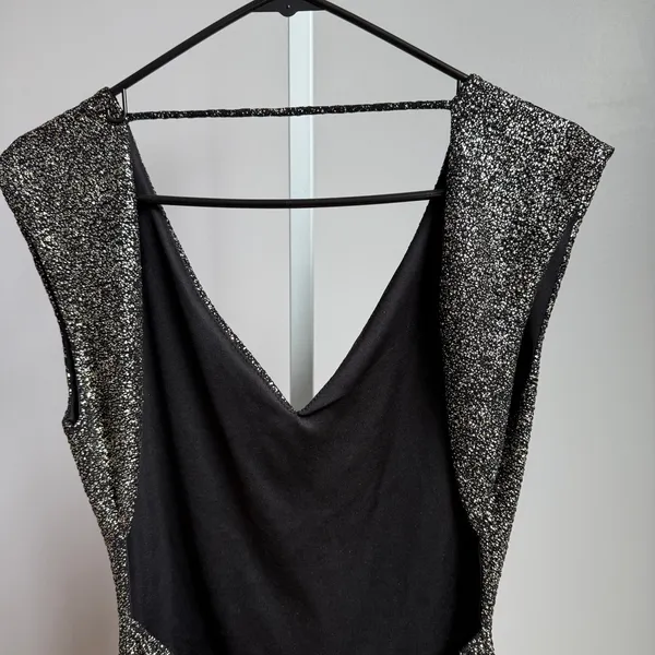 Symphony sz M black gold specked backless mini‎ party dress - Image 7