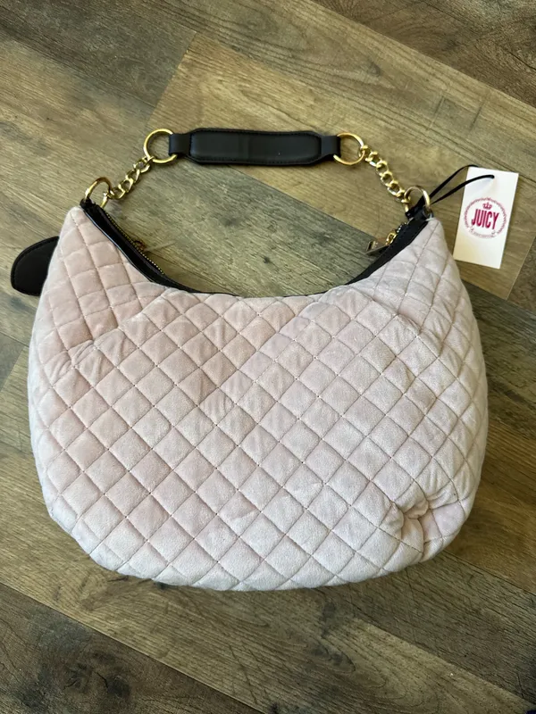 NWT Juicy Couture Blush Pink Quilted Velour Hobo Shoulder Bag Y2K - Image 2