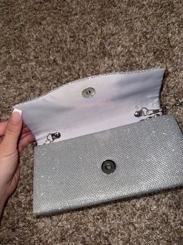 Sparkly Silver Chain Purse - Image 2