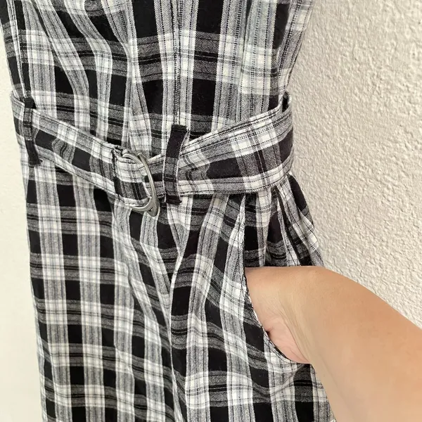 Hollister Y2K School Girl Preppy Black White Plaid Mini Romper Dress Size‎ M NEW - Image 4