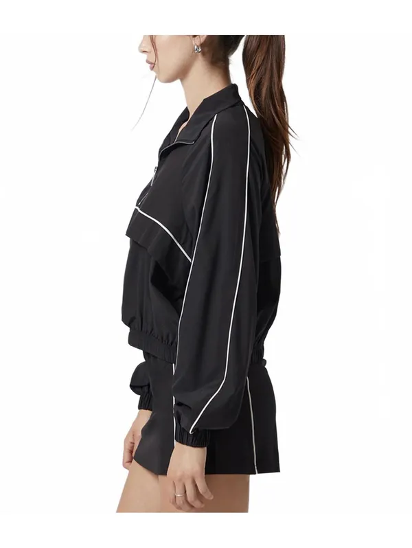 Pacsun PAC 1980 Active Cropped Half Zip Windbreaker Track Jacket NWT Black XS - Image 4