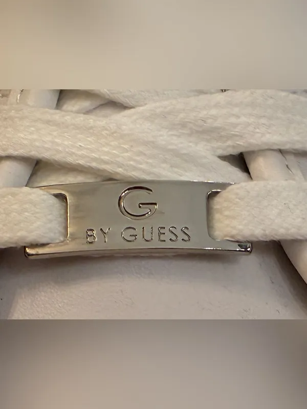 Guess Brand Classic White Leather Lace-Up Sneakers - Women Size 7.5 - Image 6