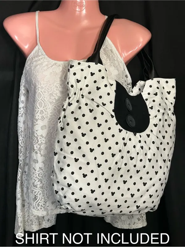 Walt Disney World Disneyland Resort Mickey Mouse Polka Dot White Black Tote Bag - Image 2