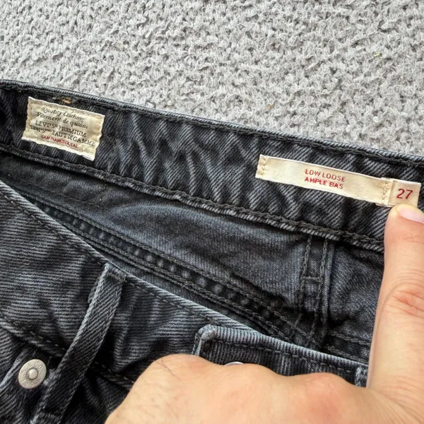 Levis Women W27 L30 Wide Leg Jeans Washed Black 100% Cotton A3566-0000 - Image 9