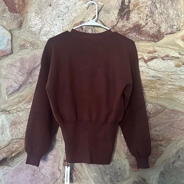 Commense Golden Button Plain Cardigan size small Brown - Image 6