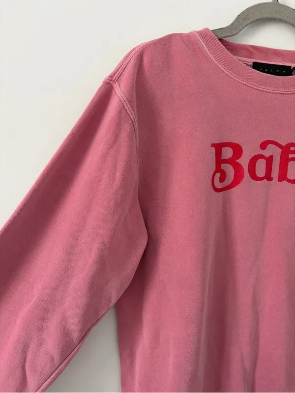 HATCH Pink Crewneck Pullover ‘Babe’ Sweatshirt Maternity Boho Casual 1/ Small - Image 3