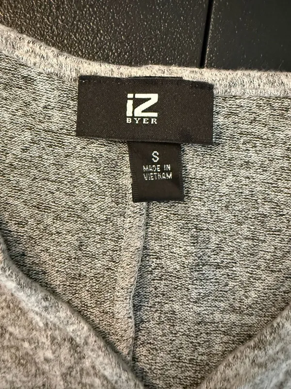 IZ Byer Sweater Size S Grey Knit Front Tie Top - Image 2