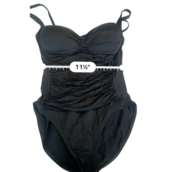 La Blanca Women's One Piece Swimsuit Black Strapless Halter Ruched Size 12 - Image 8