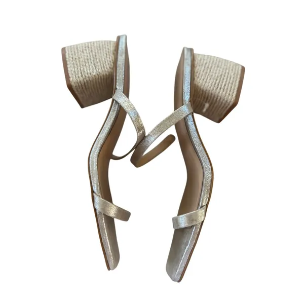 Splendid Aged Metallic Silver Strappy Chunky Rope Heel Sandals - Image 4