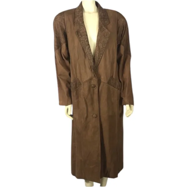 Vintage 80s G-III Global Identity Oversized Slouchy brown leather coat large - Image 5
