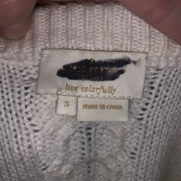 Kate Spade cream wool/cashmere cable knit ruffled hem S romantic royalcore sweat - Image 4