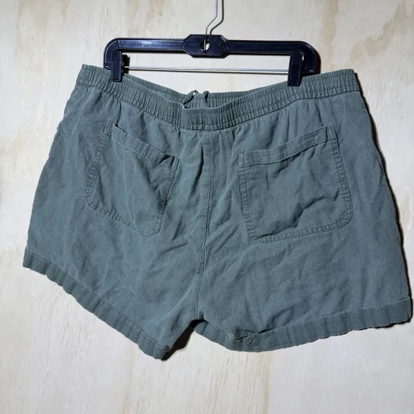 Old Navy Womens XL High Rise Linen Blend Shorts Sage Green Pull On Drawstring - Image 5
