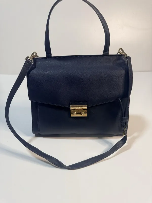 Michael Kors Blue Saffiano leather crossbody satchel travel organizer purse bag - Image 7