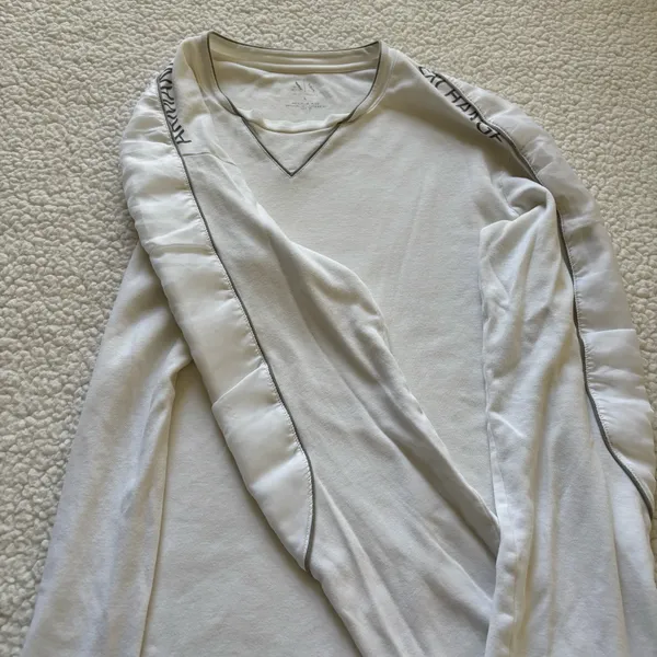 Armani Exchange White Contrast Trim V-Neck Long Sleeve T-Shirt Sz L Quietluxury - Image 5