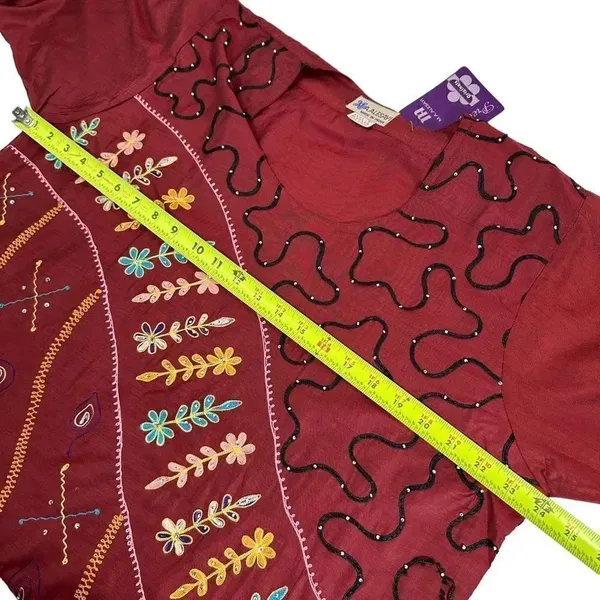Embroidered Flared Sleeve Kurti Maxi Dress NWT - Image 6