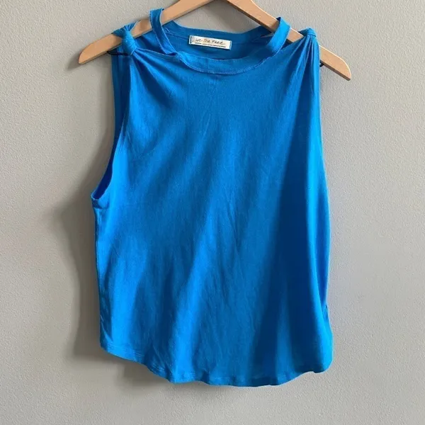 Free People Side Knot Tie Knit Tank Blue Size XS - Image 5