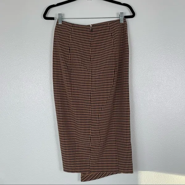 𝅺capulet Ives‎ Ruched Check Midi Skirt Brown S NWT - Image 8
