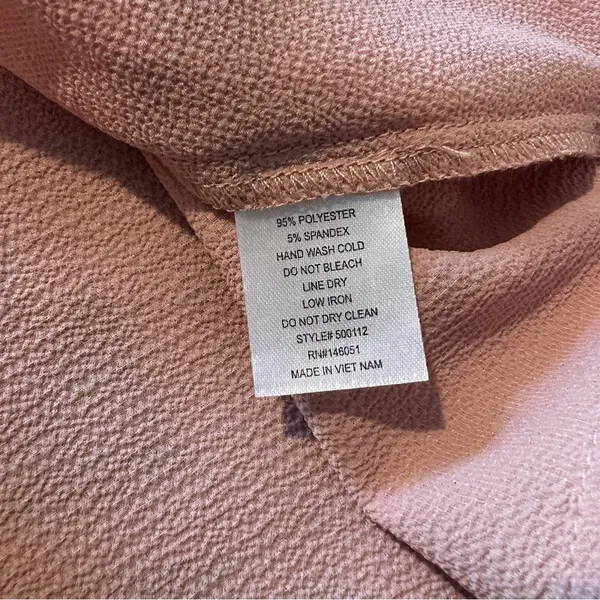 Monteau‎ Pink Crepe Chiffon Button Front V-Neck Flutter Cap Sleeve Midi Dress L - Image 8