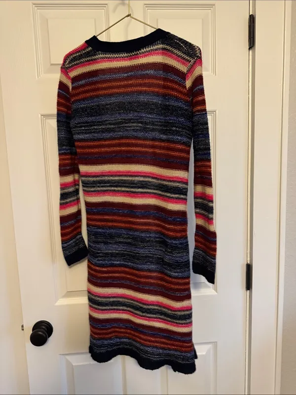 Rue21 Striped Multicolor Open Cardigan with Navy Trim - Image 5