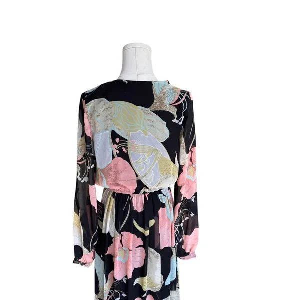 Lulu's - NWT Wondrous Water Lilies Black Floral Print Maxi Dress Sz M - Image 7