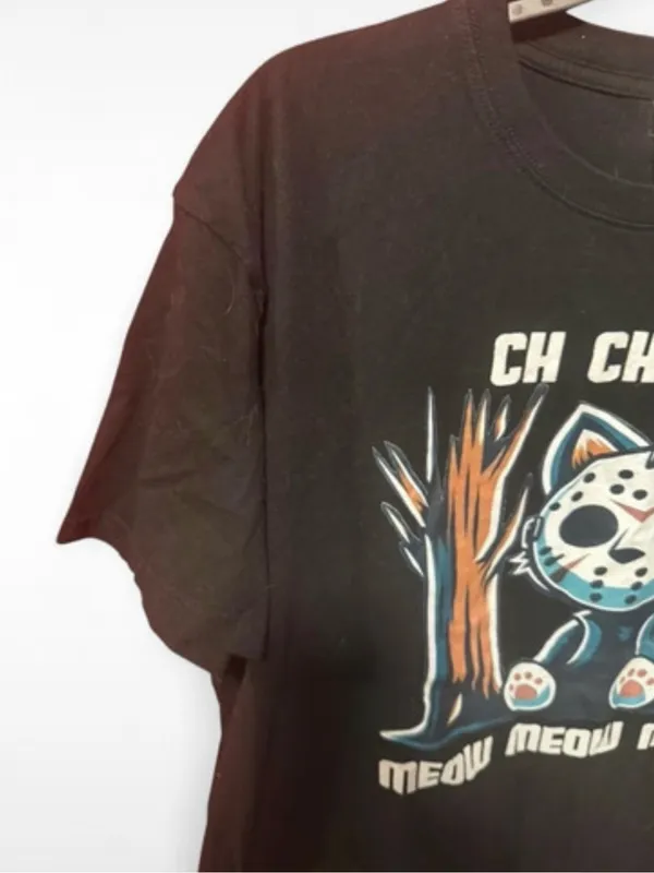 Horror Cat "Ch Ch Ch Meow" Jason Voorhees Tee XL - Image 4