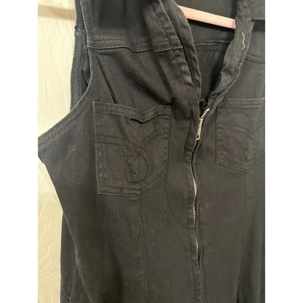 Day+Moon Black Denim Zip Front Sleeveless Dress, M - Image 5