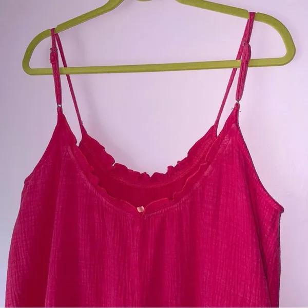 143 Lovestory Size M Pink Maxi Dress Gauzy Cotton Oversized Ruffle - Image 6