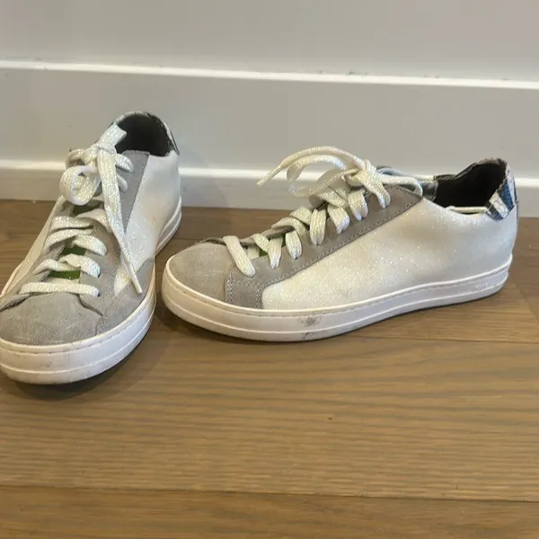 P448 Gray and White Lace-Up Sneakers - Image 2