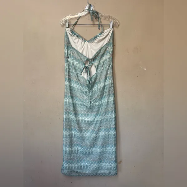 Wild Fable XL Blue Pastel Crochet Halter Midi Dress Boho Beach - Image 4