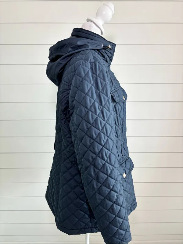 Michael Kors Quilted Dark Navy Hooded Puffer Coat - Image 3