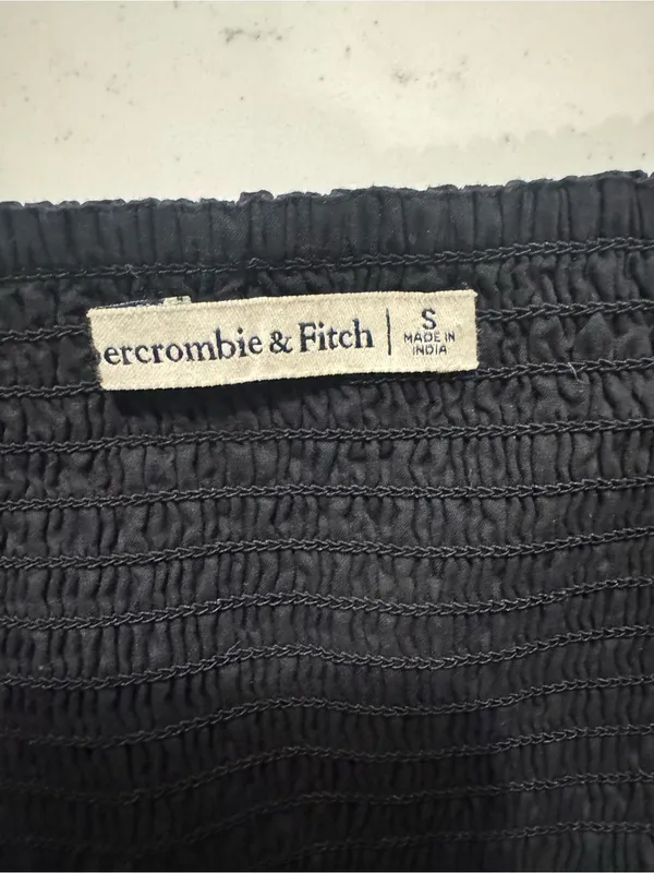 Abercrombie & Fitch Black Puff Sleeve Mini Dress Smocked Back Size Small - Image 3