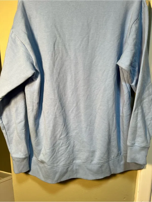 Eddie Bauer Women's Size Small Crewneck Sweatshirt‎ Light Blue Slit Sides Fleece - Image 9