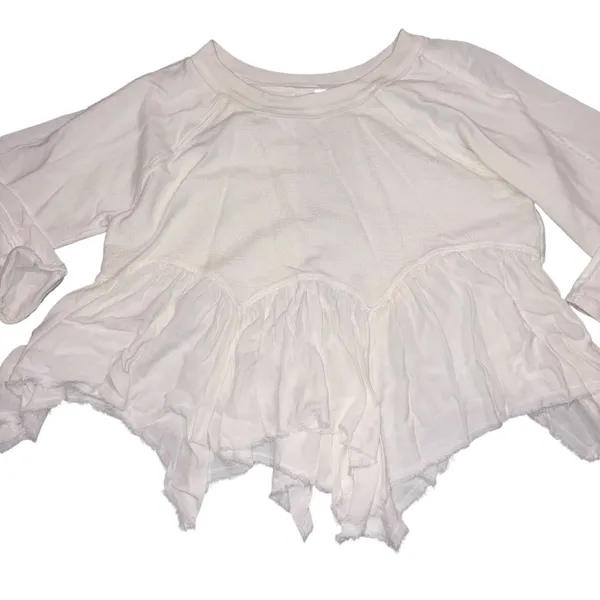 Free People Ivory Gold Duster Oversized Sweatshirt Top Small - Image 6