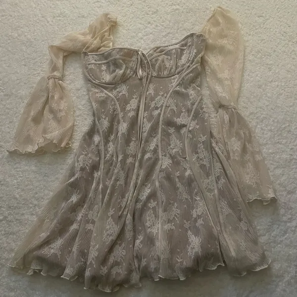 NWOT House of cb ANALISSA Vintage Cream Lace Corset Dress in long. Size Large+ - Image 7