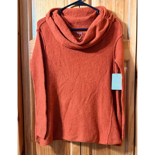 Free People NWT Strawberry Fields Cowl Neck Sweater Wool blend Ribbed Sleeve S - Image 2