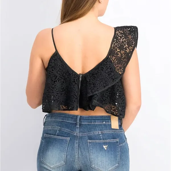 Topshop Women Embroidered‎ Tops, Black Size 4 - Image 2