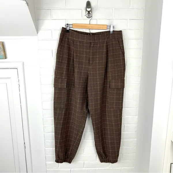 A New Day Plaid Baggy Cargo Tapered Trouser Pants Size 12 - Image 2