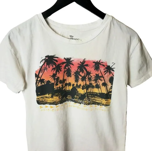 Disney The Lion King T Shirt Raw Hem Crop Top 100% Cotton Graphic Tee Top M - Image 2