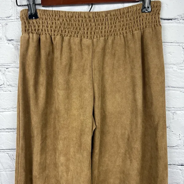 Earthbound Trading Co Faux Suede Wide Leg Brown Pant Boho Hippie Retro‎ Comfy S - Image 5