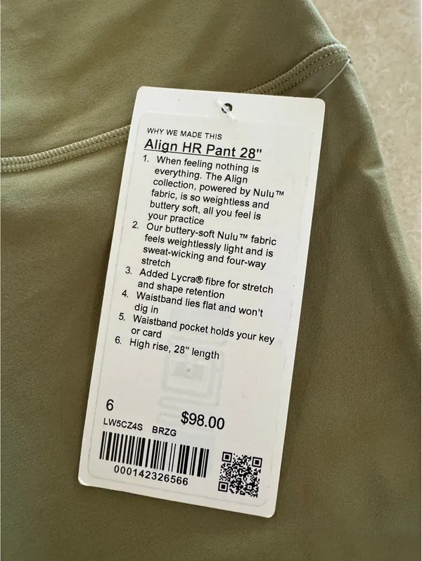 Lululemon Align High-Rise 28” Bronze Green Size 6 NWT - Image 4