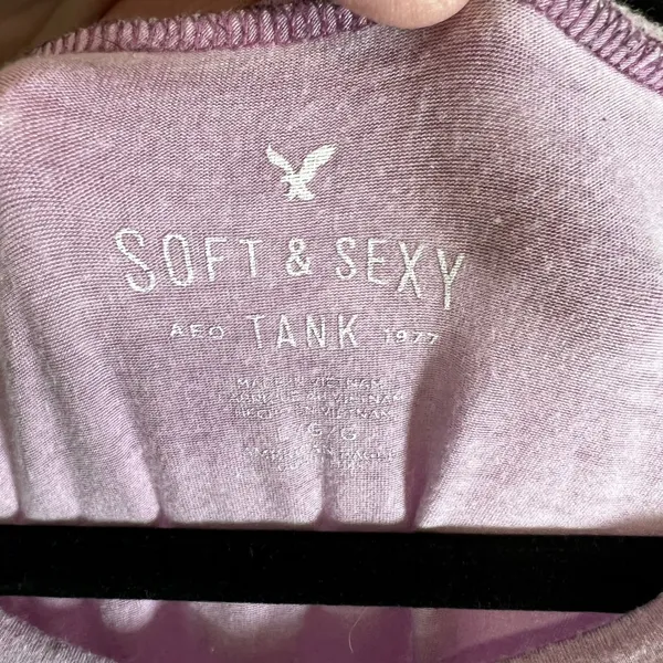 American Eagle Soft & Sexy Tank‎ Top Mauve Purple Braided Trim Sleeveless Large - Image 5