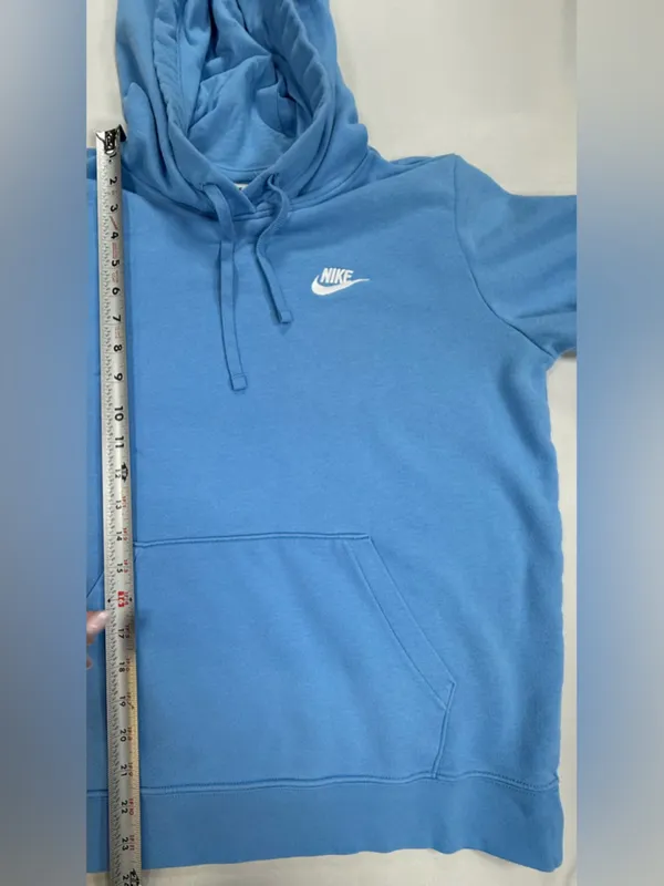 Nike Light Blue Pullover Hoodie with White Swoosh - Image 6