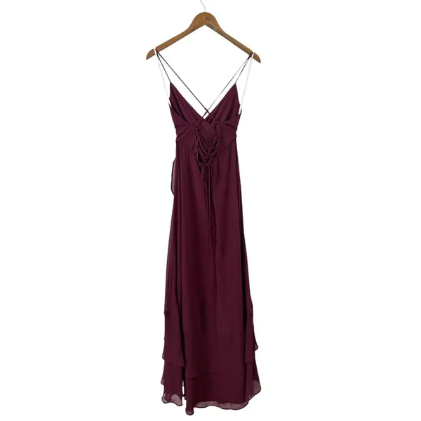 Lulus In Love Forever Plum Lace-Up High-Low Maxi Dress size S NWT - Image 4